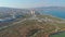 Footage of city with park, port, beach, mountains. ariel view of Novorossiysk