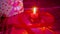 Footage of flower bouquet, gift, candle burning and ribbon for decoration Valentine
