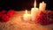 Footage of flower rose, candle burning and decoration valentine