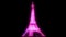 Footage of illuminated Eiffel Tower at Paris, France at night.