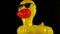 footage of rubber duck dark background