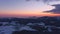 Footage of Sunset in winter with snow and ice with view from Rusel towards Schaufling and Landshut, Germany