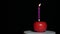 Footage of tomato candle dark background