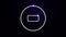 Footage. Track stop button. Made in a shiny style with a purple halo on a black background.