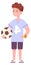 Footbal player kid. Boy holding soccer ball