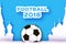 Football 2018 in paper cut style. Origami world championship on blue. Football cup. Russian architecture. Sport.