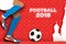Football 2018 in paper cut style. Origami world championship on red. Football cup. Soccer boots.