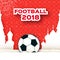 Football 2018 in paper cut style. Origami world championship on red. Football cup Sport. Russian architecture.