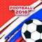 Football 2018 in paper cut style. Origami world championship on red. Football cup Sport. Russian tricolor flag.