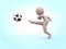 Football. 3D-man strikes ball. Soccer