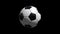 Football animation of soccer ball on black background