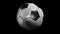 Football Animation of Soccer Ball with on Black Background with Reflectance on Black Background. Football ball