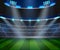 Football arena field with bright stadium lights design.