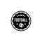 Football badge in a circle and shield with ball and stars.