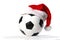 Football ball with christmas cap