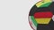 Football ball featuring different national teams accents flag of Germany. 3D rendering