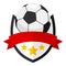 Football Ball Flat Logo with Ribbon on White