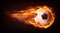 Football ball flying in flames realistic vector