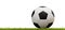 Football ball on a grass pitch isolated against a plain white background