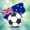football ball icon on Australian flag background from brush stro