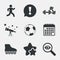 Football ball, Roller skates, Running icons.