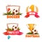 Football banner set with ball and goblet. Vector illustration