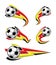 Football black yellow red and soccer symbols set