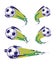 Football blue yellow green and soccer symbols set