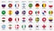 Football buttons with flag design of different soccer teams