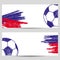 Football championship banners with sketch soccer ball.