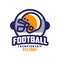 Football championship est 1983 logo design, American football emblem, sport team insignia vector Illustration on a white