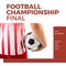 Football championship final text on white with caucasian male footballer holding ball