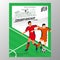 Football Championship Flyer Design With Faceless Footballer Players On Green And White