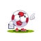 Football coach instruct team. Cartoon soccer ball