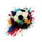 Football with colorful splash, soccer game, sport and leisure activity, dynamic vibrant color, generative AI