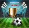 Football cup on the stadium Vector. Winner champion concept