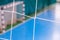 Football defocused gate field, Futsal ball field in the gym indoor, Soccer sport field