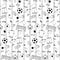 Football Doodle Striped Seamless Pattern