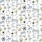 Football Doodle Striped Seamless Pattern