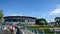 Football fans heading towards the stadium in summer Sunny day in St. Petersburg