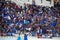 Football fans national team of Cape Verde (Blue Sharks) in the stands