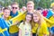 Football fans from Sweden wearing pigtail wigs at the World Cup