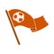 Football Fans Waving Flag With Soccer Ball Icon