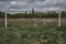 Football field at the abandoned sports stadium