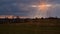 Football field in an agricultural area, near Ostrowiec Swietokrzyski, under the spectacular illumination of the sun .