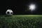 A football field with glowing spotlight