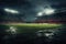 Football field in rainy weather