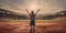 football field where a boy scores a goal, rejoicing in his success.