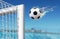 Football flies in goalkeeper gate