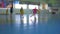 Football futsal training for children. Indoor soccer young player with a soccer ball in a sports hall.